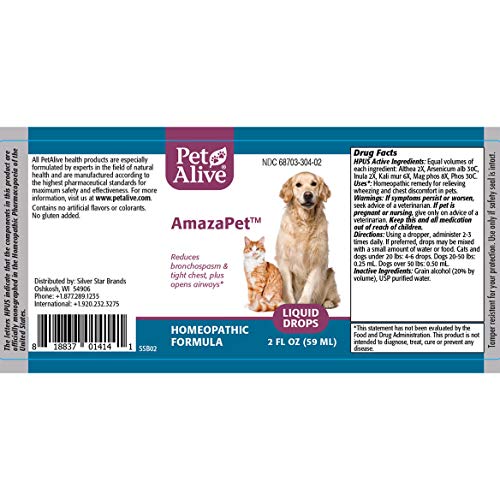 PetAlive AmazaPet Liquid - A Homeopathic Remedy for Easier Breathing, Improved Respiratory Function and Healthy Lungs