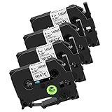 Label KINGDOM Compatible Label Tape Replacement for Brother TZe 221 9mm 0.35" P-Touch Label Refill, 3/8 Inch x 26.2 Feet Laminated Label Maker Tape for Label Printer PT-D210 PT-H110 PT-D600 4-Pack