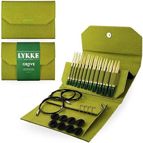 LykkeGrove 5 Inch Interchangeable Circular Knitting Needle Set in Green Case
