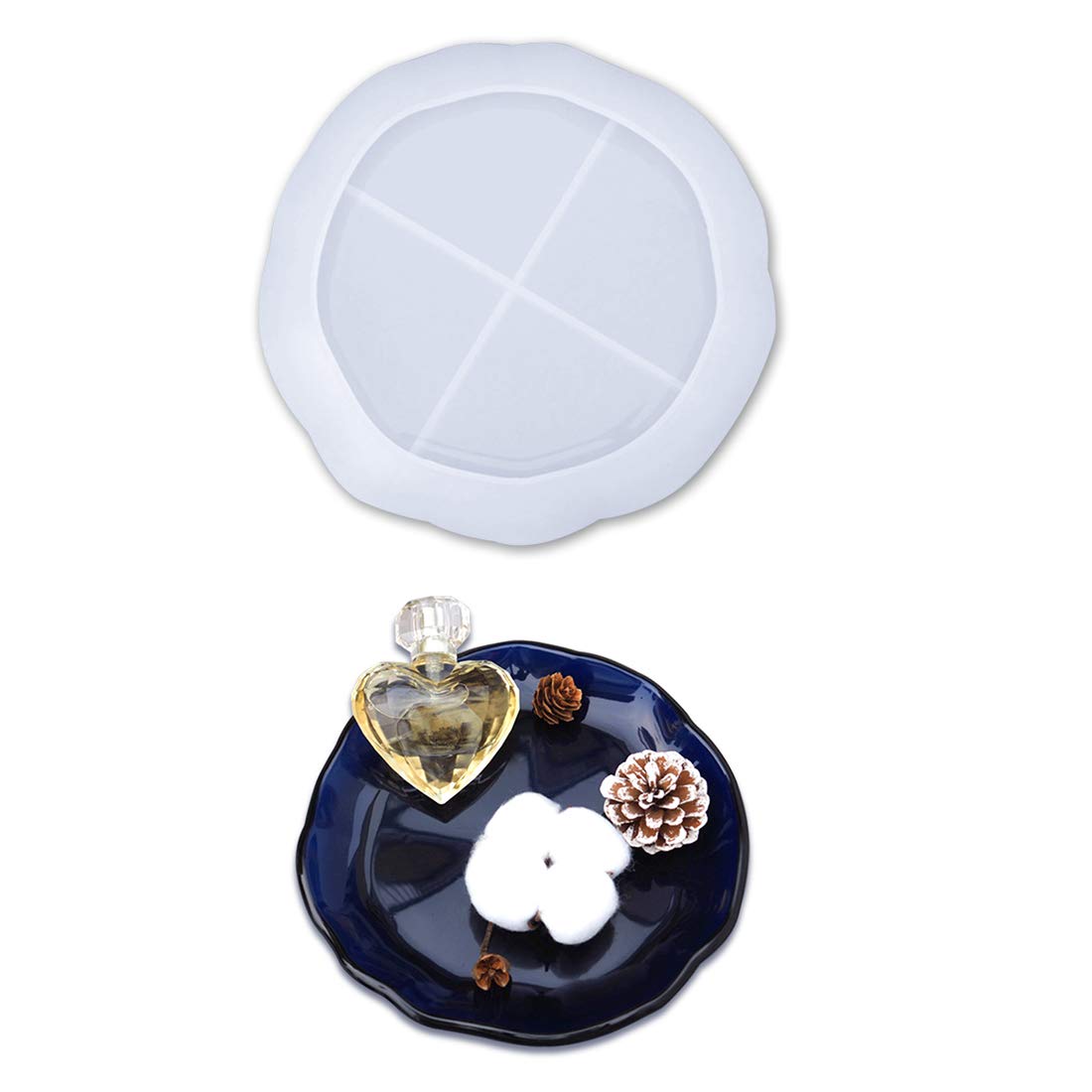 FineInno Trinket Dish Resin Mould, Round Jewelry Tray Silicone Moulds for Resin, Plate Epoxy Casting Mould for Necklace Earrings Key Storage Home Decor