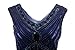 Vijiv Women 1920s Gastby Sequin Art Nouveau Embellished Fringed Cocktail Dresses, X-Large, Blue