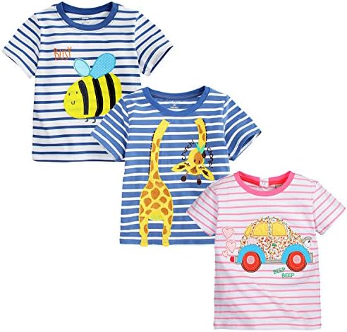 little bitty 3 Piece Pack Girl's Short Sleeve T-Shirts embroidered shirt &amp;Tees