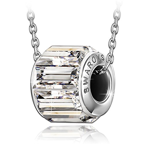 Qianse sterling silver chain necklace made with swarovs…