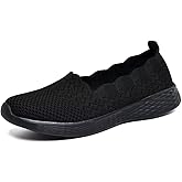 Puxowe Women's Casual Slip on Walking Flat Shoes-Lightweight Low-Top Knit Loafer Sneaker