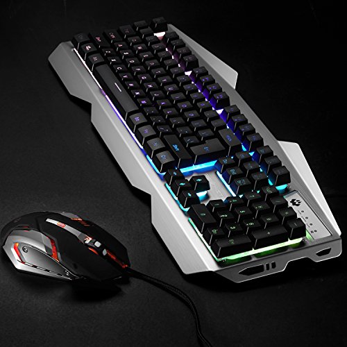 PAWHITS RGB Backlit Gaming Keyboard and Mouse Combo USB Wired Membrane Keyboard