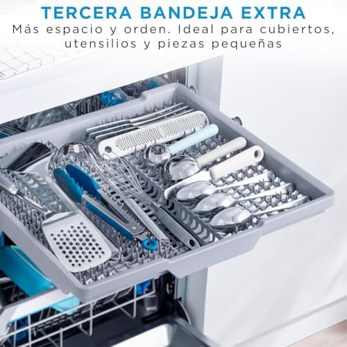 Lavavajillas 60 cm+++ Blanco para 14 servicios - Lavaplatos libre instalación - Compacto con 10 Programas de Lavado integrable - Filtro Antibacterias y Programación Horaria Nuevo Modelo