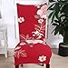 SoulFeel Set of 6 Dining Chair Covers, Stretch Spandex Dining Room Protector Slipcovers (Style 49, Red)