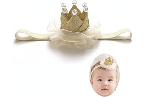 Baby Girl Princess Tiara Headband Soft Birthday Crown Hair Accessory, Newborn & Infant Baby Headbands for Holiday, Photoshoot