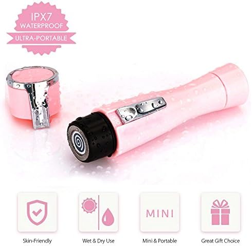 Brendacosmetic Women's Painless Hair Remover, Electric Ladies Hair Shave Portable Mini Hair Removal Lady Shaver for Face Lip Nose Body Chin and Cheek Hair, Dry and Wet Use, Pink