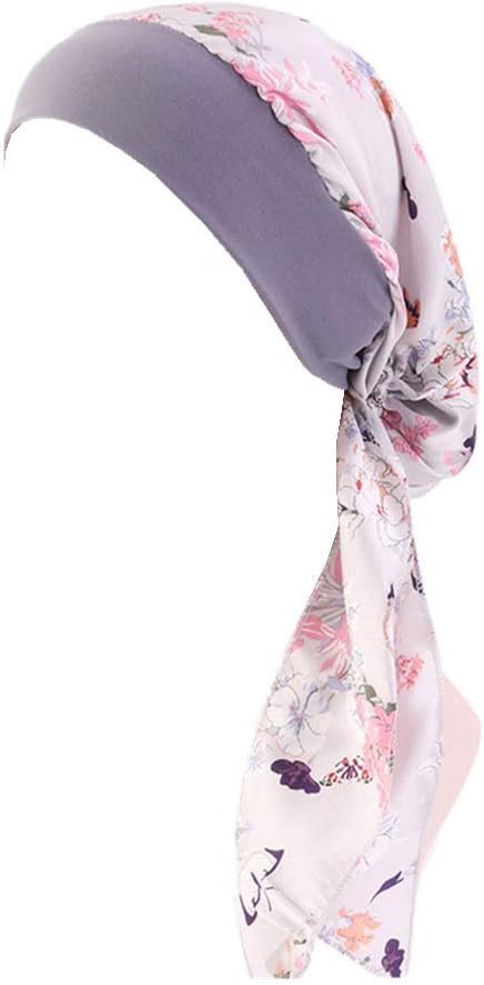 CCCHOWomen Vintage Silky Turbans Bonnet Elastic Wide Band Multifunction Printing Hat Chemo Hair Loss Cap