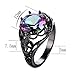 JunXin Round Cut Black Gold Mystic Big Rainbow Topaz Solitaire Ring Engagement Wedding Size7