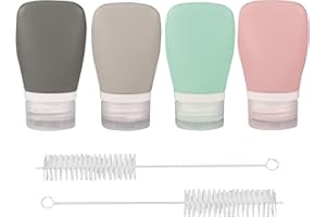 TACYKIBD 4Pcs Squeeze Salad Dressing Bottles, Leakproof Mini Sauce Condiment Bottles and Dressing to Go for Lunch, Portable Salad Dressing Container with 2Pcs Cleaning Brush (2OZ, 60ML)