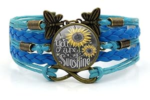 Yocoyee You Are My Sunshine Sunflower Layers Leather Bracelet Butterfly Eternal Endless Daisy Cahrms Bracelet for Women