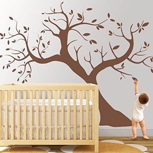 Tree Wall Decals Vinyl Wall Stickers Nursery Removable Vinyl Without Picture Frames(Large,Dark Brown)