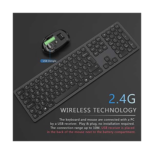 Jelly-Comb-Wireless-USB-Keyboard-and-Mouse-Combo-24G-Wireless-Rechargeable-Keyboard-and-Mice-Qwerty-UK-Layout-with-USB-Receiver-for-PC-Laptop-Computer-with-Windows-System-Space-Gray Jelly Comb Wireless USB Keyboard and Mouse Combo, 2.4G Wireless Rechargeable Keyboard and Mice Qwerty UK Layout with USB…