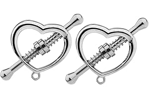 2Pcs Non-Piercing Nipple Rings with Weight Pendant - Stainless Steel Clips Adjustable Body Jewelry Fake Nipple Piercings(CF-H