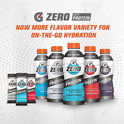 Gatorade Zero with Protein Powder Packets, 10g Whey Protein Isolate, Zero Sugar, Electrolytes, 3