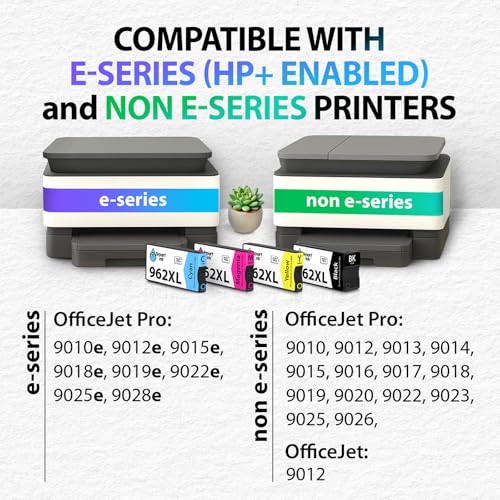 Smart Ink Remanufactured Ink Cartridges Replacement for HP 962XL 962 XL Combo Pack (962XL Black, Cyan, Magenta, Yellow) to use with OfficeJet Pro 9015e 9018e 9025e 9012e 9015 9010 9012 9018 9020 9025