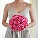 Butterfly Craze Artificial Peony Silk Flower Bouquet for Wedding Floral Arrangements and Home Decoration - Fushia Red Color, 10 Stem Per Set