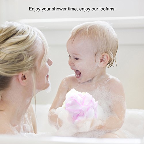 Loofah Bath and Shower Sponge Set of 4 , Exfoliating Mesh Pouf Bath Sponge Ball(60g/each)
