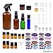 Kare & Kind Refillable Essential Oil Bottle Kit - Includes: 16x Multi-Size Essential Oil Bottles / Jars, 3x Sprayers, 16x Caps, 78x Labels (4 Sizes), 2x Mini Droppers + 1x Mini Funnel for Easy Filling