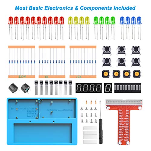 Longruner RFID Starter Kit for Raspberry Pi 4 B 3 B+ A+ 2 1 Zero W with RAB Holder, Breadboard, Detailed Tutorials, Python C Language, 215 Items, 21 Projects, Learning Electronics and Programming