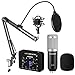 Aokeo AK-80 Professional Studio Live Stream Broadcasting Recording Condenser Microphone with AK-35 Suspension Scissor Arm Stand, Shock Mount, Pop Filter, X7 Live Sound Mixer And Mounting Clamp