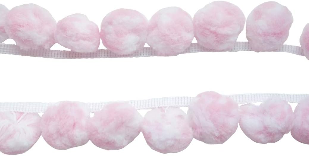DIYcraft Super Jumbo White Pink Pompom Fringe Giant Pom Pom Ball Dangling Trim Sewing Embellishments