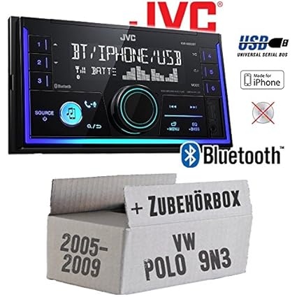VW Polo 9N3 - Autoradio Radio JVC KW-X830BT - Bluetooth MP3 USB - Einbauzubehör - Einbauset