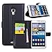 Huawei Mate 2 Case, Fettion Premium PU Leather Wallet Flip Phone Protective Case Cover with Card Slots and Magnetic Closure for Huawei Ascend Mate 2 Smartphone (Folio - Black)