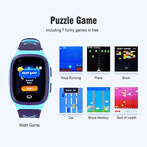 4G Kids Smart Watch GPS Tracker - Smartwatch with Two Way Call Video Calling 7 Puzzle Games Voice Chat SOS School Mode Pedometer Geo-Fence Wi-Fi Touch Screen Alarm Clock Smartwatches for Boys Girls