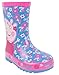 Peppa Pig Wellies Flower Girl's Easy-On Handles Pink Blue Rain Welly Boots 27 EU