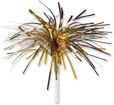 CakePicke Cake Cupcake Topper Mylar Spray Cupcake Picks, Gold - 3 Ct