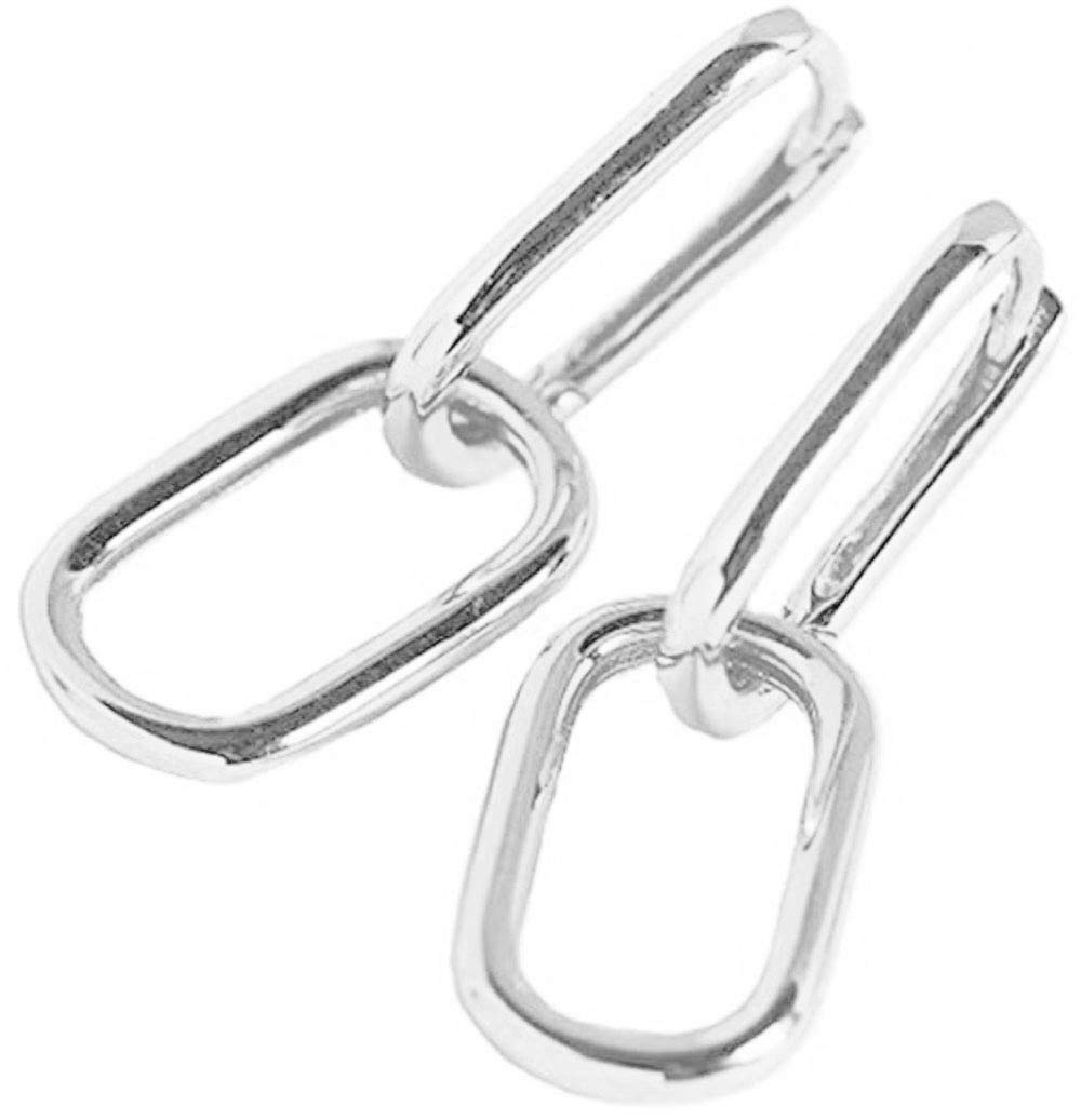 Unique Double Loops Dangle Small Hoop Earrings 925 Sterling Silver Personalized Circle Huggie Hoops Dangling Charm Drop Earring Fashion Jewelry Gifts for Women Girls Men
