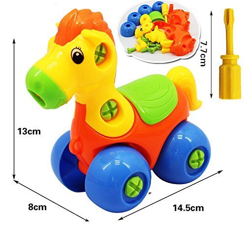 WenToyce Take Apart Dinosaur Horse Turtle with Drill, Construction Engineering STEM Learning Toy Building Play Set for Kids Toddlers, Pack of 5 Animails