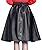 chouyatou Women's Elastic Waist Front-Button A Line Flared Pu Leather Midi Skirts
