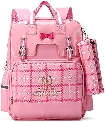 Cute Bowknot Backpacks for Girls Princess Style Children School Bookbags (Large, Pink)