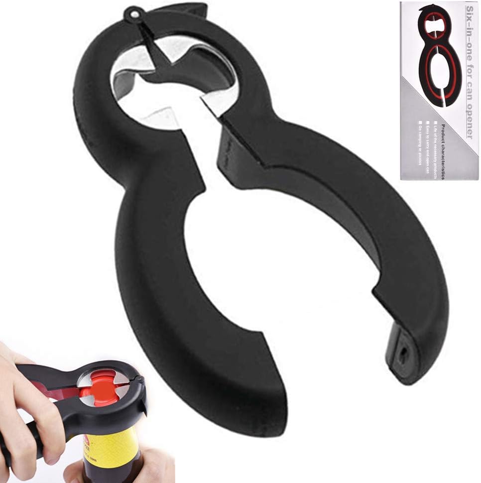 6 in 1 Multi Opener, 6 in 1 Happy Opener Tool, Jar Twist Bottle Opener Multi Function 5-in-1 Bottle Can Opener Claystick All in One Jar Gripper Can Wine Beer Lid Twist Off Jar Opener Claw