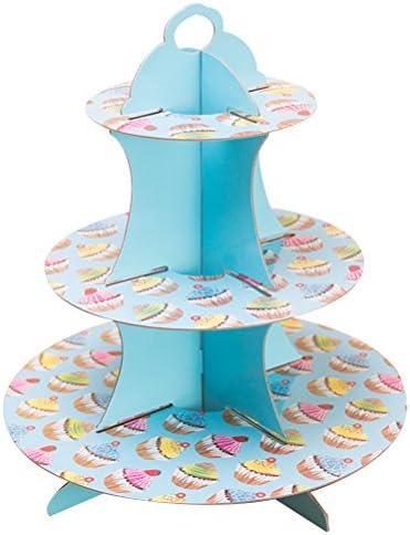 Zhhmeiruian Party Reusable 3-Tiered Cardboard Fruits Cakes Desserts Plate Stand