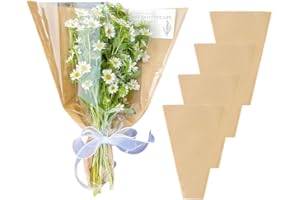 BBJ WRAPS Flower Bouquet Sleeve Clear Cellophane Plastic Packaging Bags-50 Counts (Brown)