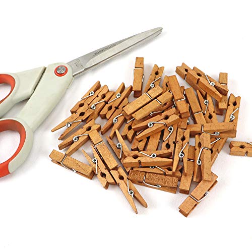 Mini Natural Wooden Clothespins, 60pcs, 1.4 Inch Photo Paper Peg Pin Craft Clips for Scrapbooking, Arts & Crafts, Hanging Photos (60pc Rustic Brown) - Thumbnail 5