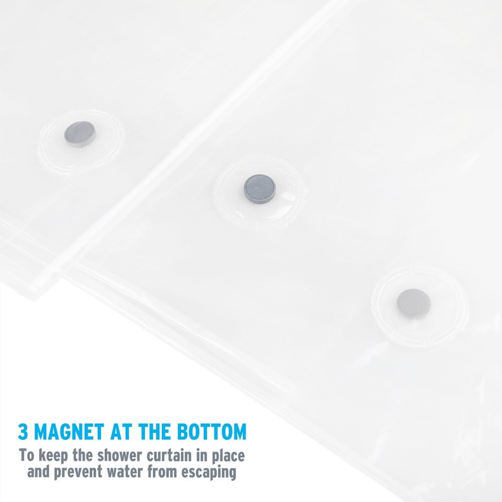 Amazer Shower Curtain Liner, 72 Inches W x 84 Inches H EVA 5G Bathroom Plastic Shower Curtain with 3 Magnets and 12 Grommet Holes-Clear: Home & Kitchen