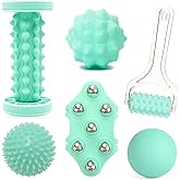 EASJOY Foot Massage Ball & Foot Rollers 6 in 1 Set with Handheld Roller, Spiky Ball, Lacrosse Ball, Massage Roller, Steel Ball Massager for Relieve Plantar Fasciitis, Deep and Superficial