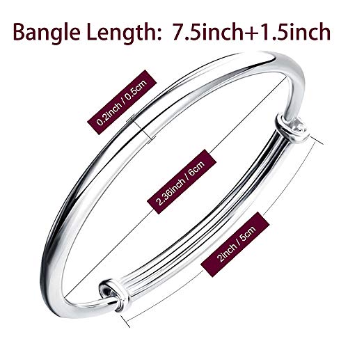 SOSUO Fashion Women Jewelry Solid 925 Sterling Bangle Bracelet Gift, Silver, (9inch) - //medicalbooks.filipinodoctors.org