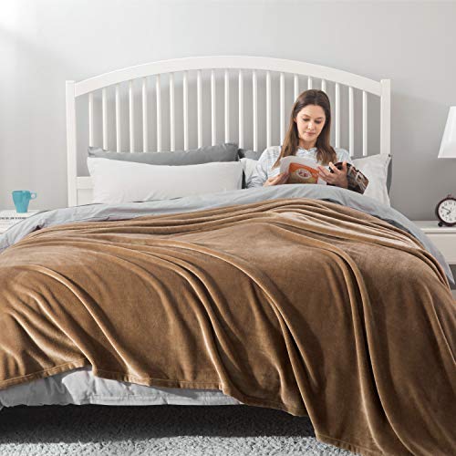 Bedsure Fleece Blankets King Size Taupe Bed Blanket Soft Lightweight