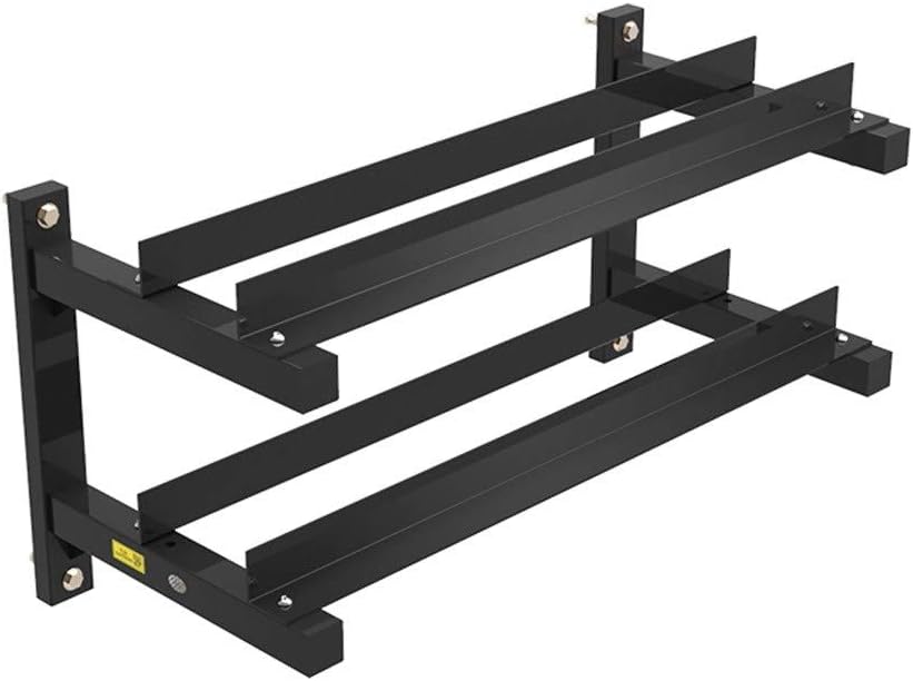 Qazxsw Wall-Mounted Dumbbell Rack,Dumbbell Double-Layer Rack Fitness Equipment Storage Rack Gym Rack Bearing 300Kg,Black,403598cm