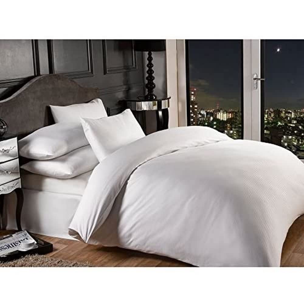 Emma Barclay Grosvenor - 1000 Thread Count Pin Stripe Duvet Set in White - King Bed