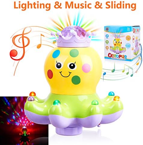 Baby Toys Musical Lighting Walking Octopus Toys Lights Action Kids Music Toys for Girls and Boys Kids or Toddlers-Yellow