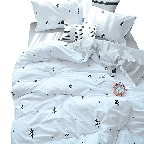 BuLuTu Kids Duvet Cover Twin Cotton White/Grey,Premium Boys Girls Bedding Sets Twin,Reversible Singl - //medicalbooks.filipinodoctors.org