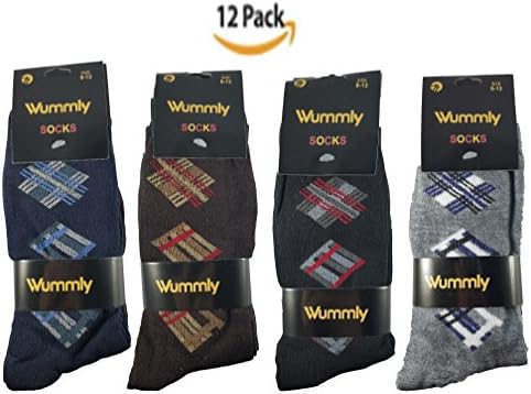 New 12 Pairs - Dozen Mens Dress Socks Fashion Multi Color 8-13 size (Assortment 7)